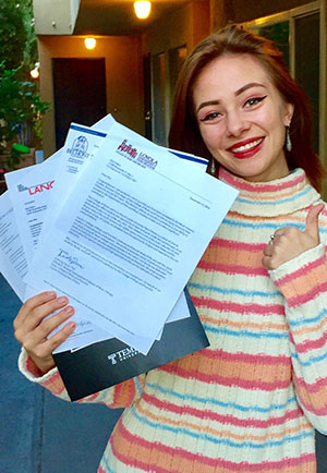 Mia with multiple college acceptance letters thanks to Valley Prep Tutoring